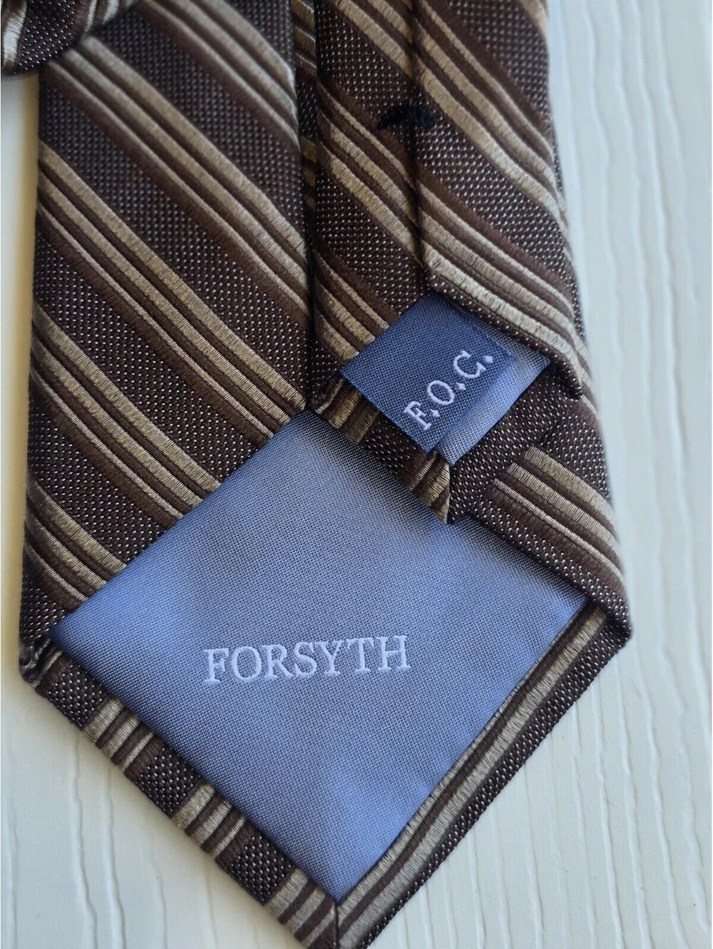 Forsyth F.O.G. Brown Striped Silk Necktie Classic Men's Tie